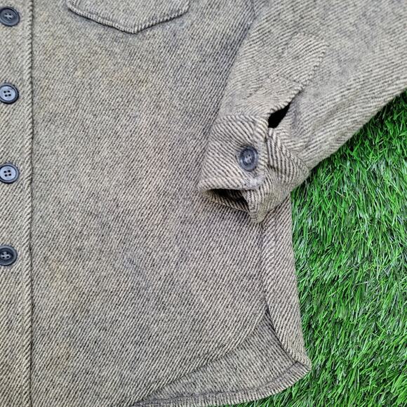 Vintage 80s MOD Flannel Button Shirt Small 20x27 Gray Jacket Shacket Heavyweight - Picture 12 of 14